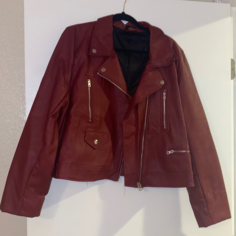 NWOT ASOPH faux leather motorcycle jacket. Size 3x